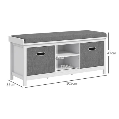 HOMCOM Shoe Storage Bench in White and Grey