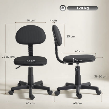 HOMCOM Small Armless Office Chair - Black