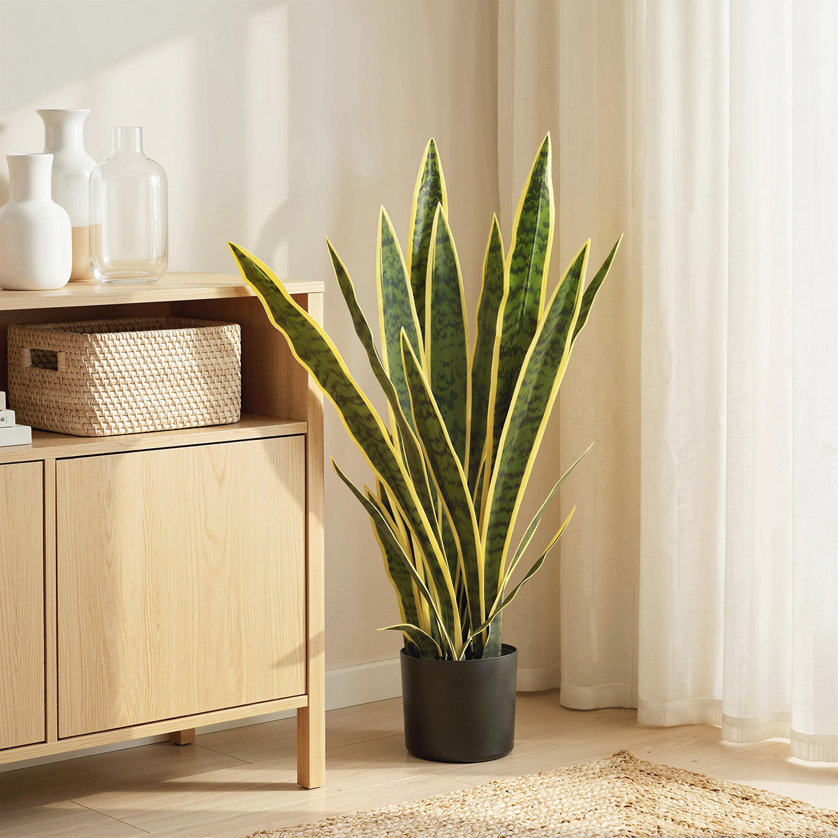 Outsunny Artificial Snake Plant in Green