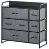 HOMCOM Chest of Drawers with 7 Foldable Drawers, 3-Tier Fabric Bedroom Dresser, Clothes Storage Unit for Bedroom, Living Room, Grey