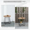 Outsunny Round Outdoor Side Table Adjustable Leg Pads Garden Table 49 x 49 x 48 cm Natural Wood & Black