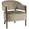HOMCOM Accent Chair, Upholstered Tub Chair with Solid Wood Frame and Legs, Light Brown