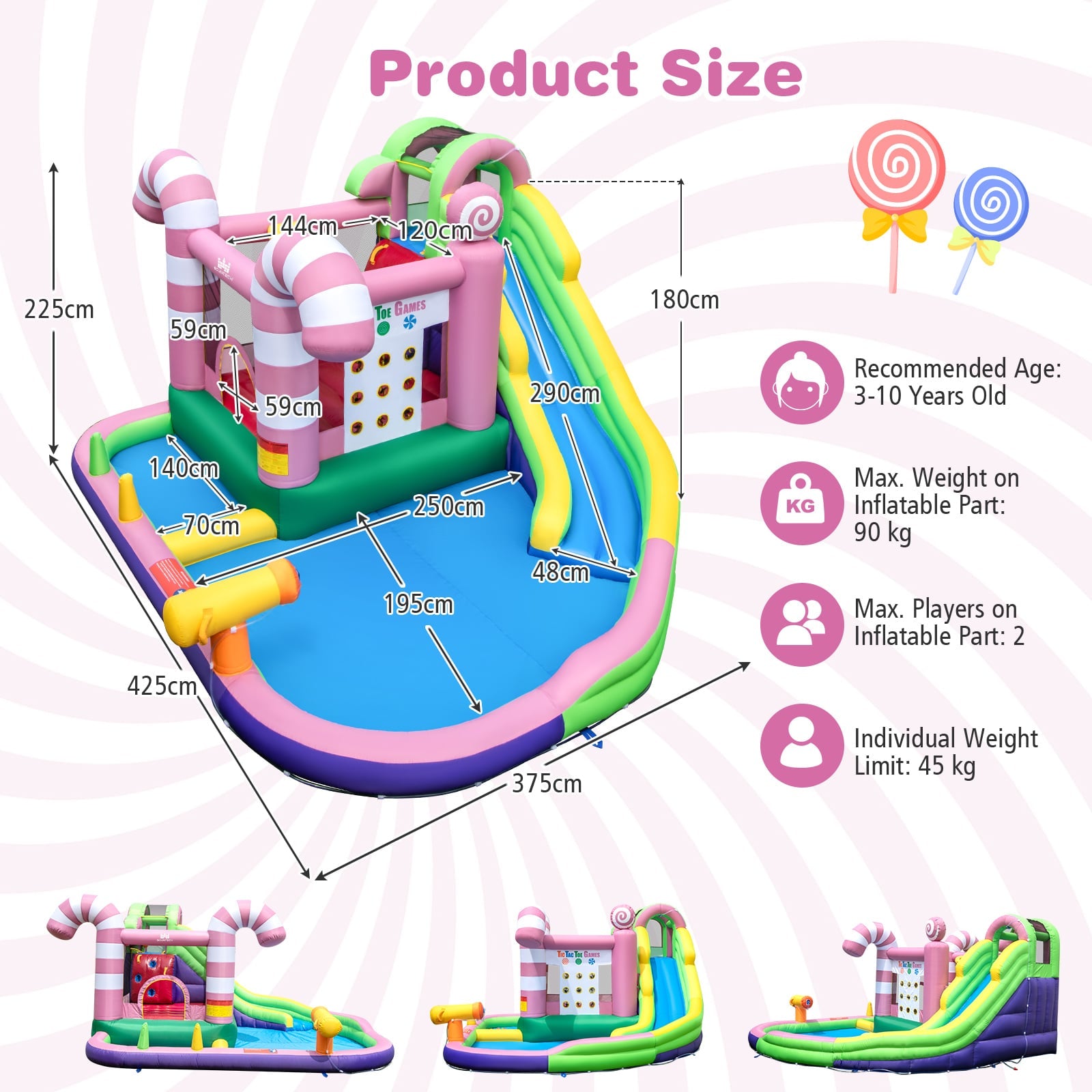 9-in-1 Inflatable Bounce House with Slide and Splash Pools