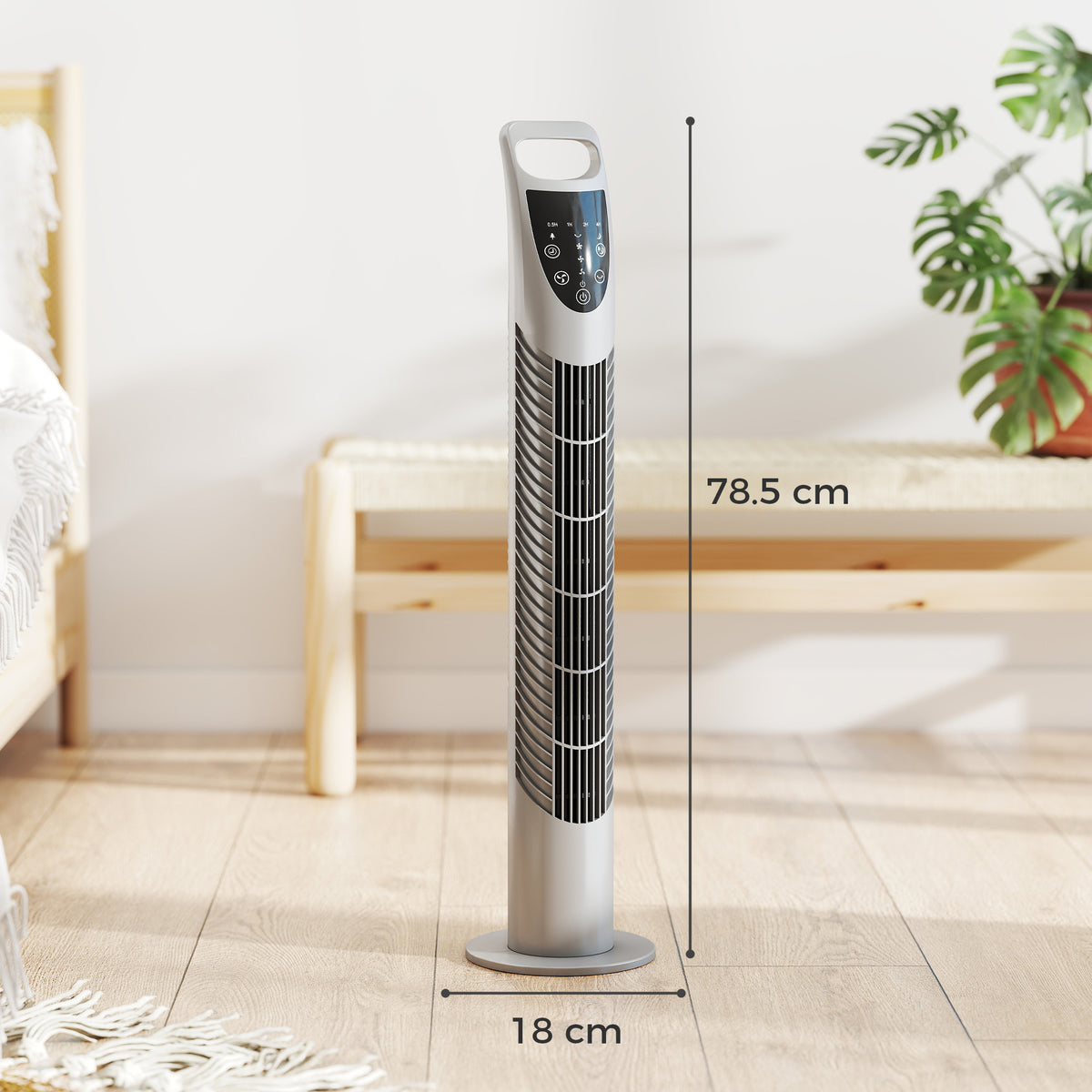 HOMCOM Tower Fan Oscillating 3 Speeds 3 Winds in Grey