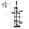 PawHut Floor-to-Ceiling Cat Tree for Indoor Cats, 240-260cm Adjustable Cat Tree - White