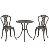 Outsunny Outdoor Bistro Set for 2 Cast Aluminium Patio Furniture with Round Table Umbrella Hole Brown