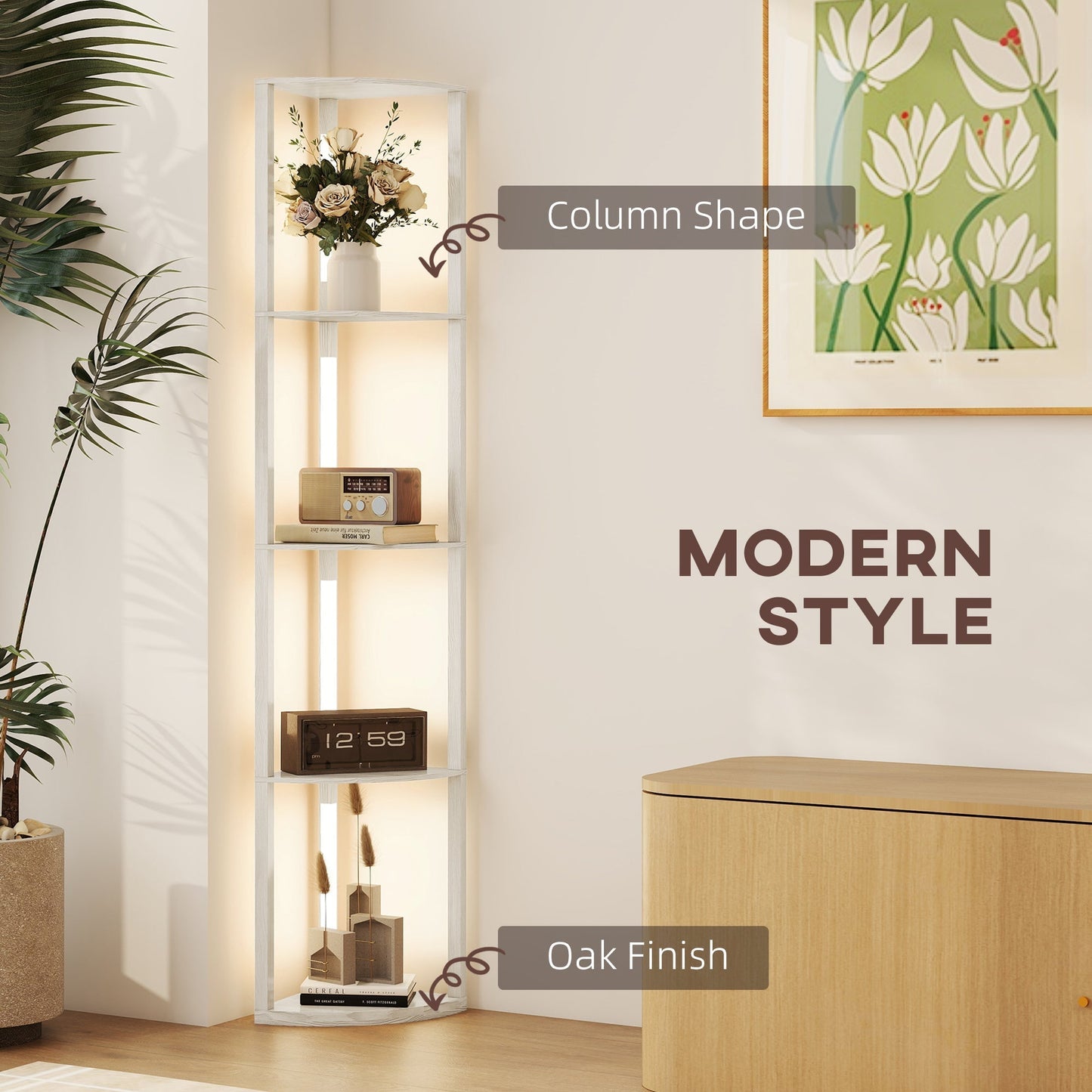 HOMCOM 4-Tier Corner Floor Lamp