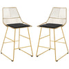 HOMCOM Set of 2 Bar Stools, Modern Counter Height Breakfast Bar Chairs with Wire Metal Frame for Kitchen, Dining Room, Gold