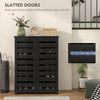 HOMCOM Narrow Shoe Cabinet for Entryway, 5-Tier Slim Shoe Storage Cabinet with 2 Slatted Doors and Adjustable Shelves