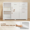 HOMCOM Sideboard, Modern Storage Cabinet with 2 Drawers, 3 Doors and Adjustable Shelves, White