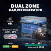 Outsunny 49L Compressor Car Fridge Freezer, Dual Zone Camping Refrigerator with App Control, Telescopic Handle, -20â-20â