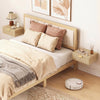 HOMCOM Modern Floating Nightstands Set of 2, Wall Mounted Bedside Tables with Wave Drawer Oak