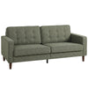 HOMCOM 3 Seater Sofa Button Tufted Upholstered Velvet Couch with Wood Legs for Living Room, Green
