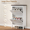 HOMCOM Shoe Cabinet with 2 Flip Drawers, Farmhouse Narrow Shoe Storage Cabinet with Adjustable Shelves, White