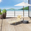 Outsunny Foldable Sun Lounger, Beach Chaise Lounge with Reading Hole, Arm Slots, 5-Position Adjustable Backrest, Side Pocket, Pillow for Garden, Beach, Pool, Beige