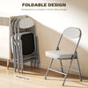 HOMCOM Set of Four Folding Corduroy Seat Chairs - Off-White