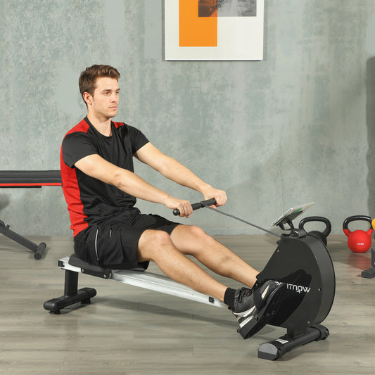 SPORTNOW Folding Magnetic Rowing Machine in Black and Silver