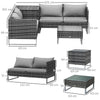 Outsunny 4pc Garden Rattan Wicker Outdoor Furniture Patio Corner Sofa Love Seat and Table Set  with Cushions Side Desk Storage, Mixed Grey