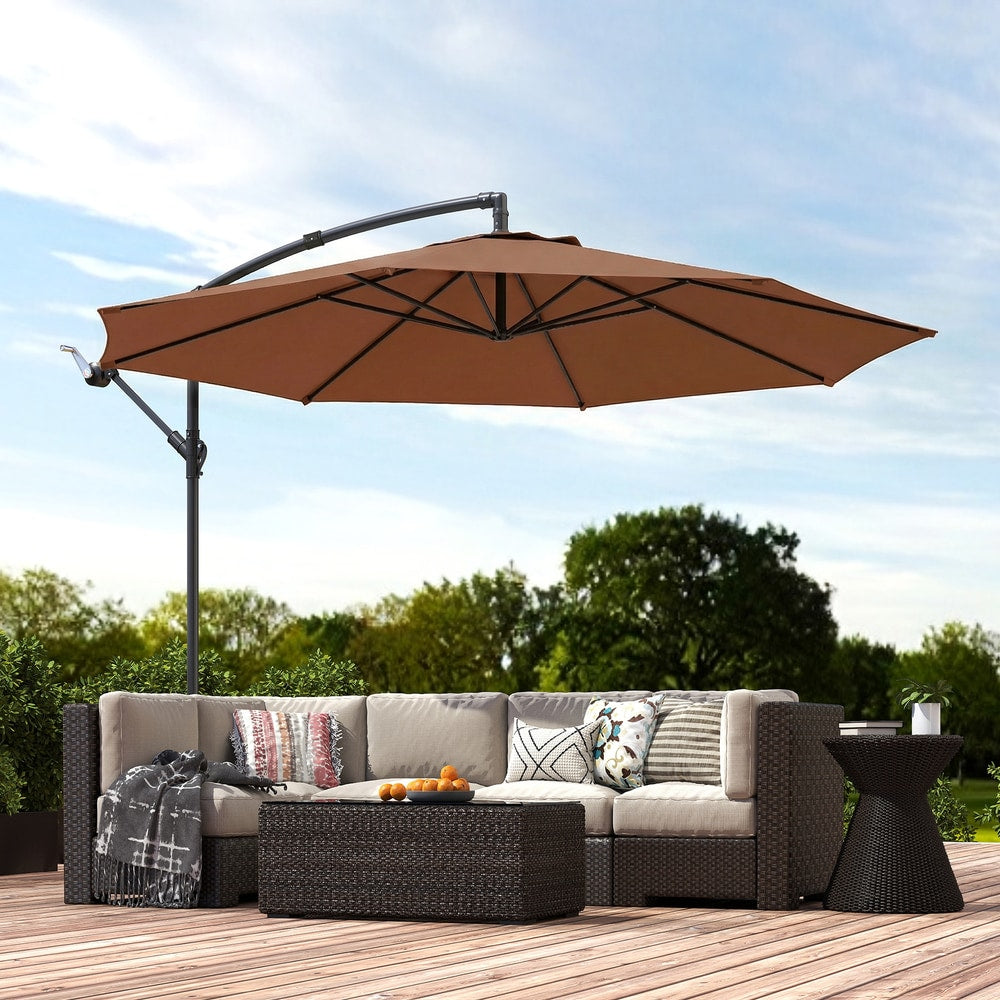 Outsunny 3 m Overhanging Cantilever Parasol in Coffee