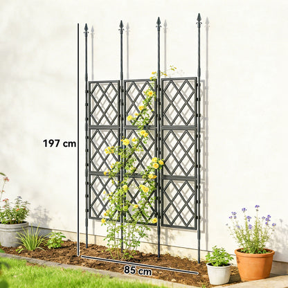 Outsunny Foldable Garden Trellis, Lattice Climbing Support Trellis for Garden, DIY Assembly, 85 x 197 cm, Black
