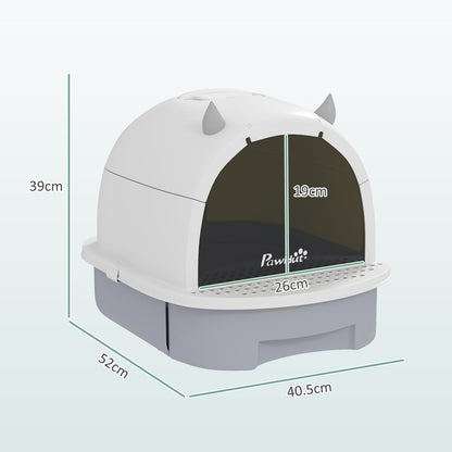 PawHut Enclosed Cat Litter Box w/ Pull-Out Drawer, Scoop, Deodorising Bags for Odour Control, Privacy, Portable, Easy to Clean