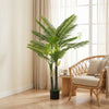 HOMCOM Artificial Palm Tree with 16 PEVA Leaves, 150cm Decorative Artificial Plant with Pot and Moss Effect, Green