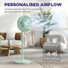 HOMCOM 40 cm Standing Fan, Cooling Floor Fan with 80Â° Oscillating, Adjustable Tilt and Height, 4 Speed, Remote Control, Green