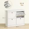 HOMCOM Slim Shoe Cabinet, Shoe Cabinet with 4 Drop-Down Drawers, 105W x 24D x 82.5H cm,  White