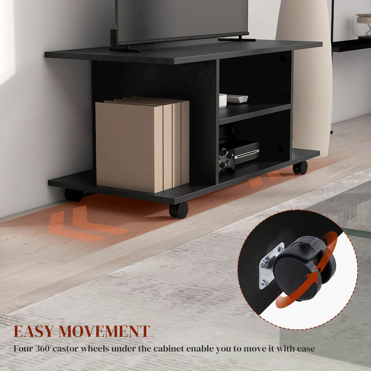 HOMCOM Modern TV Cabinet Stand in Black