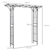 Outsunny 210cm Decorative Metal Garden Trellis Arch with Durable Steel Tubing & Elegant Scrollwork, Great for Weddings, Dark Gre
