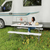 Outsunny Three-Piece Folding Picnic Table and Bench Set - White