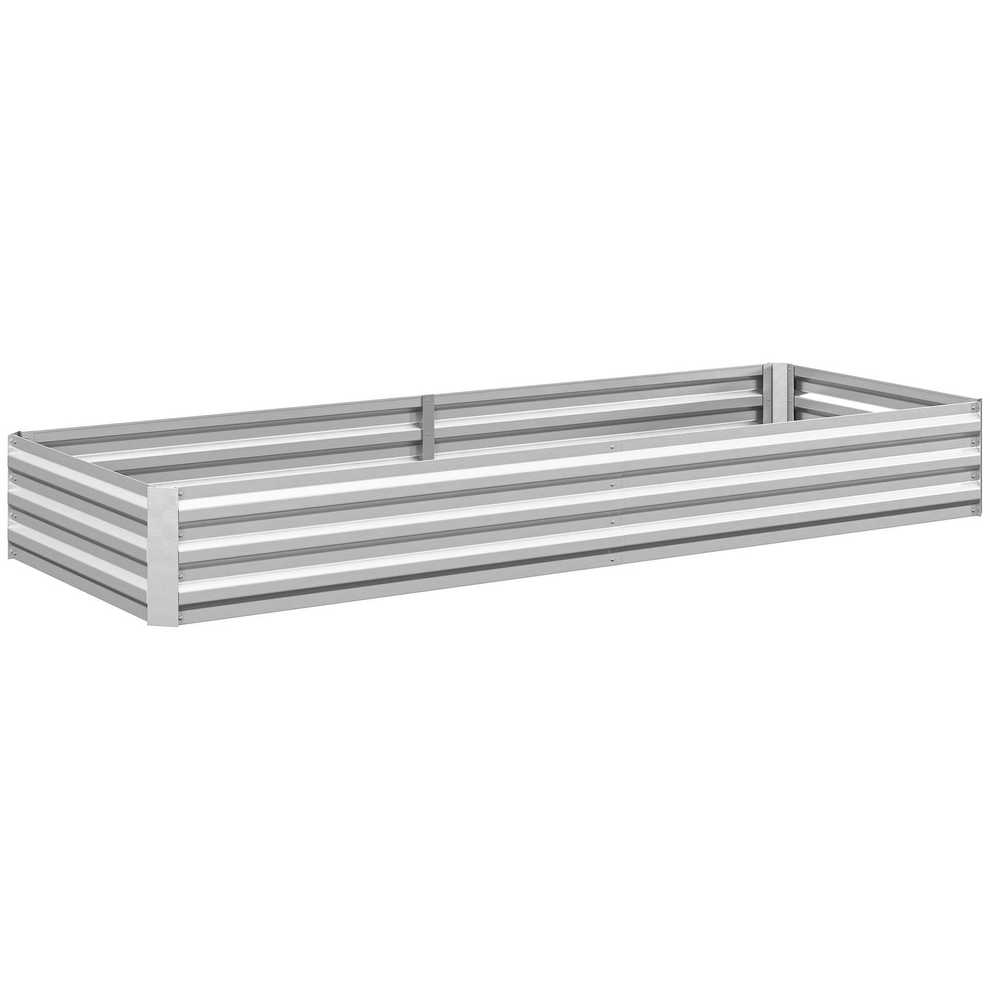 Outsunny Metal Raised Garden Bed Planter Box Outdoor Planters for Growing Flowers, Herbs, Green, Silver