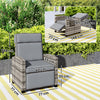 Outsunny 145Â° Reclining Rattan Armchair, with Footrest - Mixed Grey/Grey