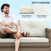 Outsunny 3 Pieces Rattan Garden Furniture Set, L Shaped Garden Conversation Chaise Lounge Furniture with Wood Top Coffee Table and Thick Cushions, Cream