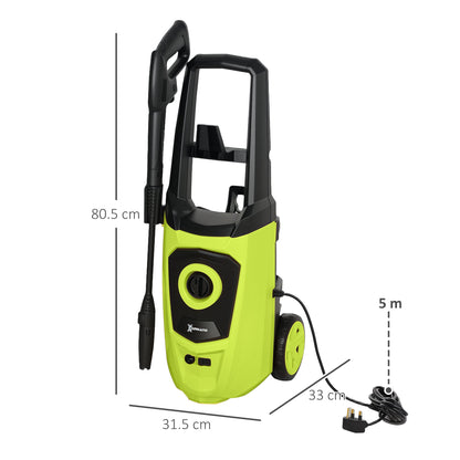 DURHAND 1800W High Pressure Washer, 150 Bar Pressure, 510 L/h Flow, High-Performance Portable Power Washer Jet Wash Cleaner with 6M Hose, Snow Foam Bottle for Garden, Car, Furniture, Green