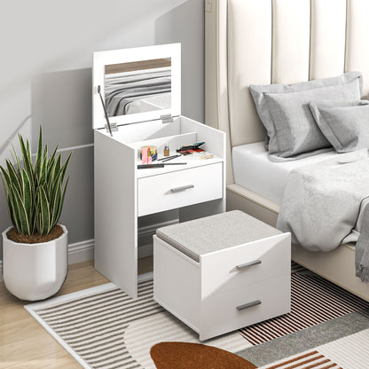 HOMCOM Vanity Desk with Mirror in White