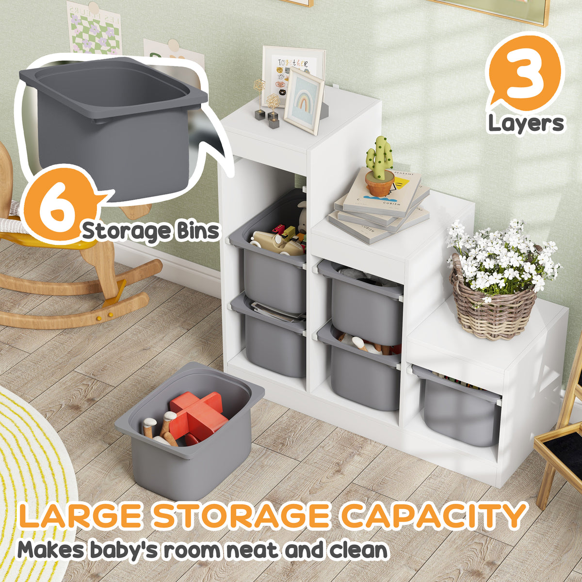 AIYAPLAY Toy Storage Organiser in Grey