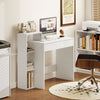 HOMCOM Desk with Storage, Computer Desk with 3 Open Shelves and Drawer, Workstation, Computer Table, White