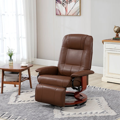 HOMCOM Faux Leather Armchair, with 145 degrees Reclining Back and Footrest - Brown