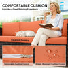 Outsunny 3 Seater Rattan Sofa All-Weather Wicker Weave Metal Frame Chair with Fire Resistant Cushio-Orange