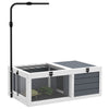 PawHut Tortoise Table with Adjustable Lamp Holder, Wooden Tortoise House w/ Openable Lids, Pull-Out Trays - Grey