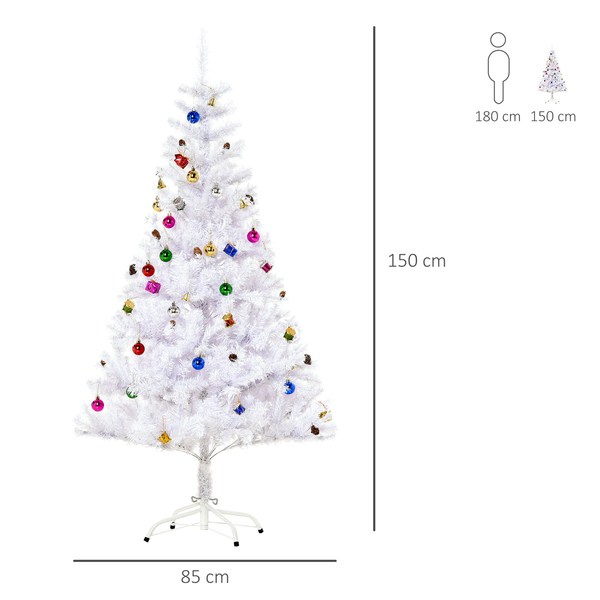 HOMCOM 5ft Snow Artificial Christmas Tree in White