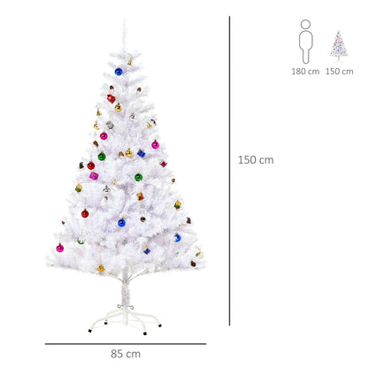 HOMCOM 5ft Snow Artificial Christmas Tree in White