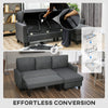 HOMCOM Three-Seater Storage Sofa Bed - Charcoal Grey
