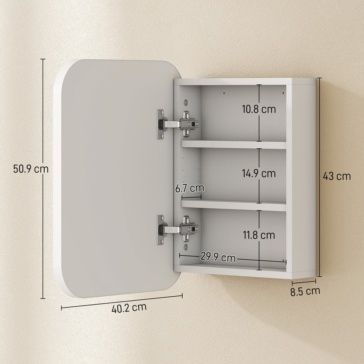 HOMCOM Bathroom Medicine Cabinet with Mirror in White