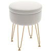 HOMCOM 5L Velvet-Feel Storage Ottoman - Cream White