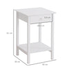 HOMCOM White Bedside Table, Wooden Side Table, Nightstand, Bedside Cabinet with Drawer and Storage Shelf for Bedroom and Living Room, Set of 2