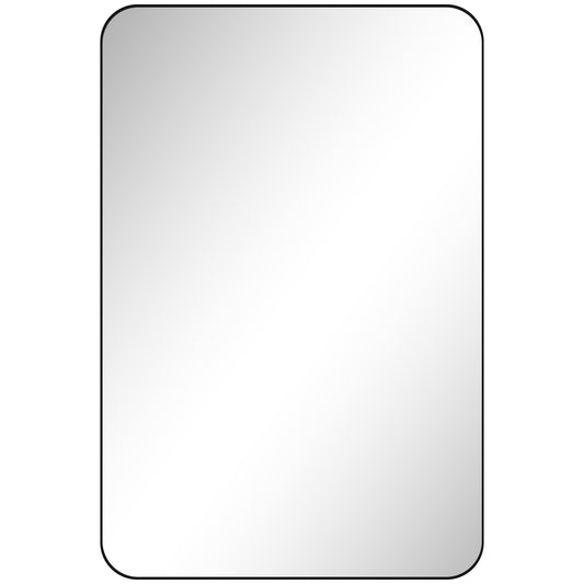 HOMCOM 90 x 60cm Curved Bathroom Mirror - Black