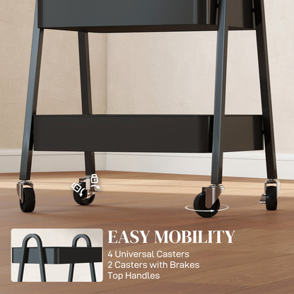 HOMCOM Three-Tier Storage Trolley in Black