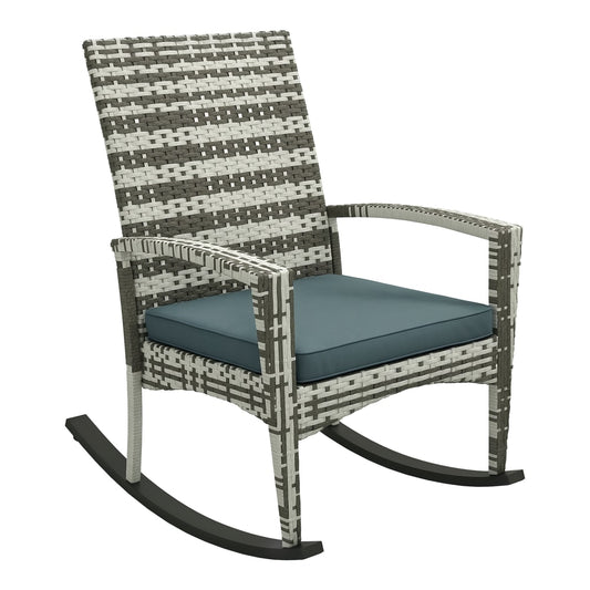 Outsunny PE Rattan Garden Rocking Chair in Light Grey